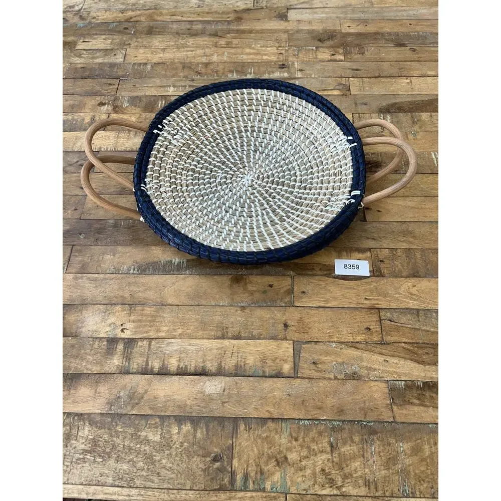 Rattan Wicker Round Serving Tray Set of 2 12